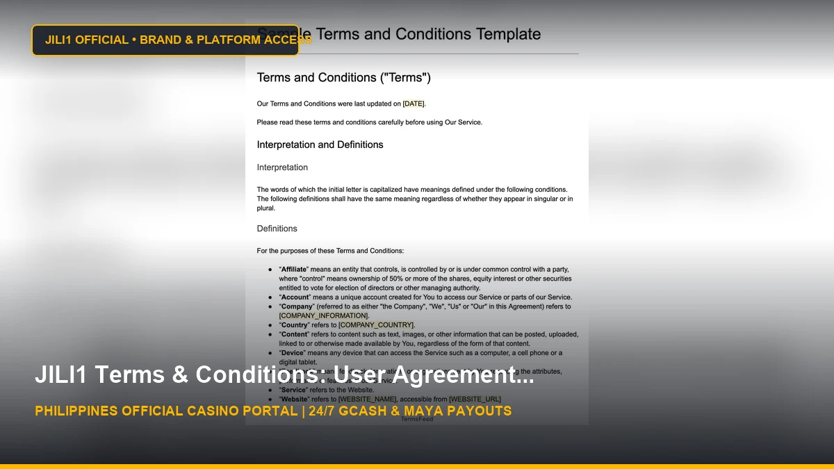 Terms & Conditions Template - TermsFeed - JILI1 Casino Philippines